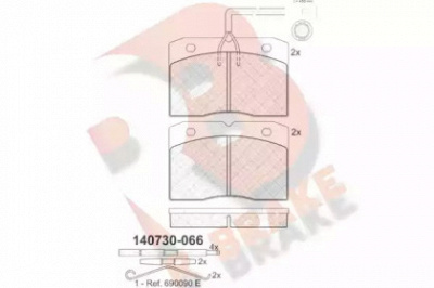 R BRAKE rb0730066 -  Комплект тормозных колодок, дисковый тормоз